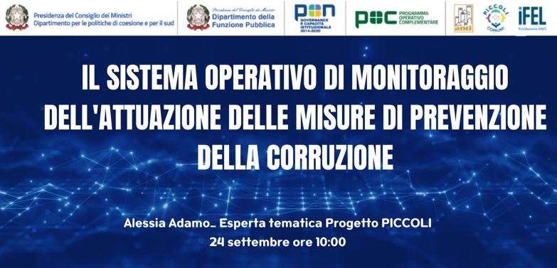 Il sistema operativo di monitoraggio dell'attuazione delle misure di prevenzione della corruzione